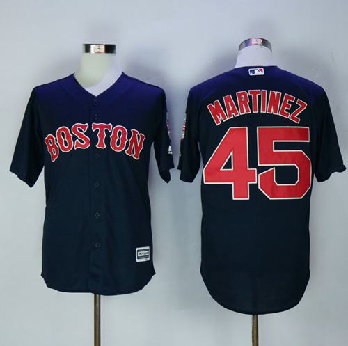 Red Sox #45 Pedro Martinez Navy Blue New Cool Base Stitched MLB Jersey - Click Image to Close